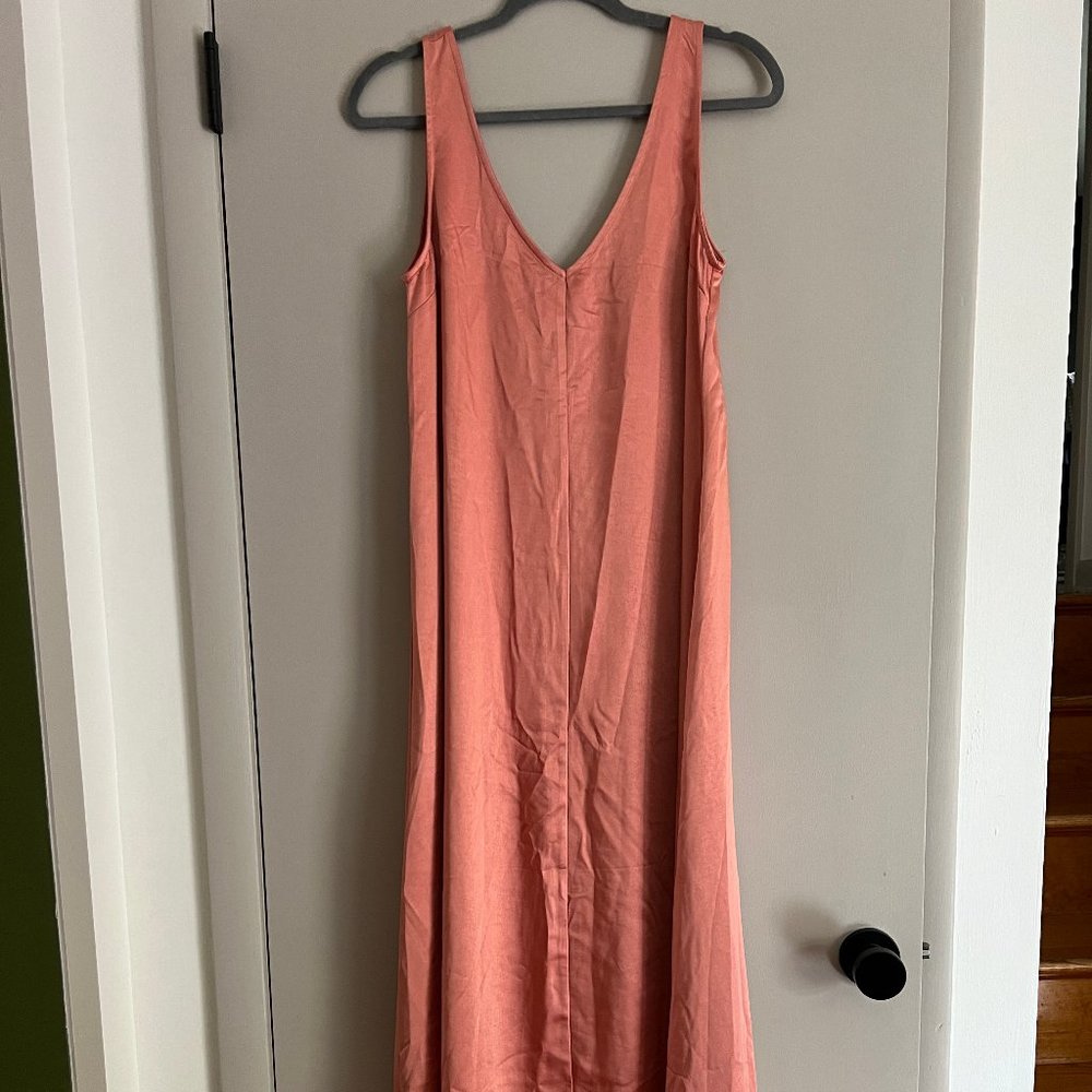 Empire Satin Effect Maxi Dress - Light Rust